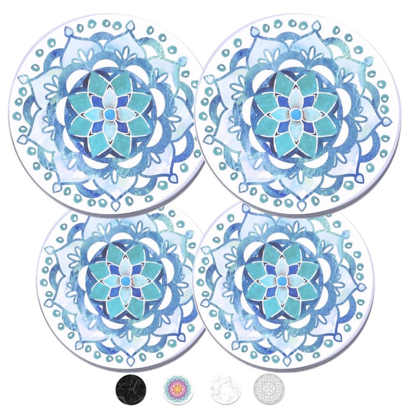 Robbins Aria Electric Stove Burner Covers - Protect Stovetop - Set of 4, 10 and 8 inches - Blue Mandala Electric Stove Covers - Image 1